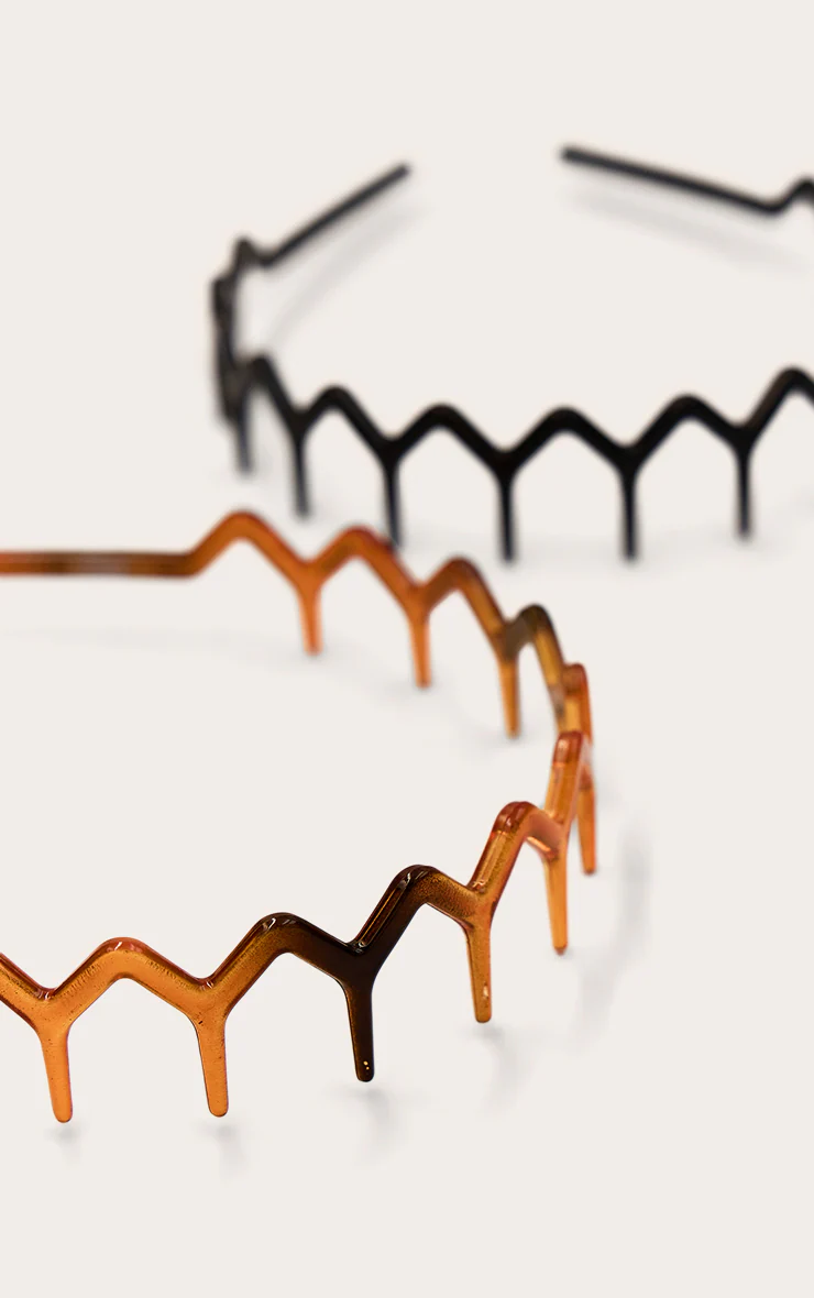 Black And Brown 2 Pack Zig Zag Headband