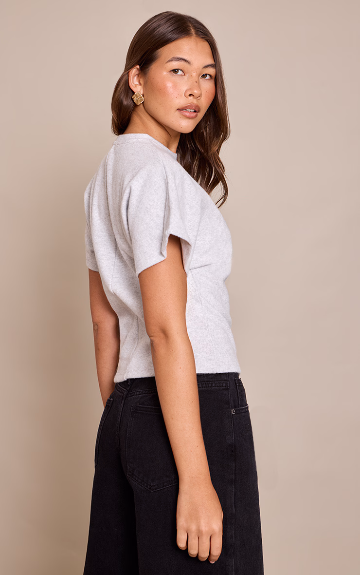 Grey Heavy Rib Cinched Waist T Shirt