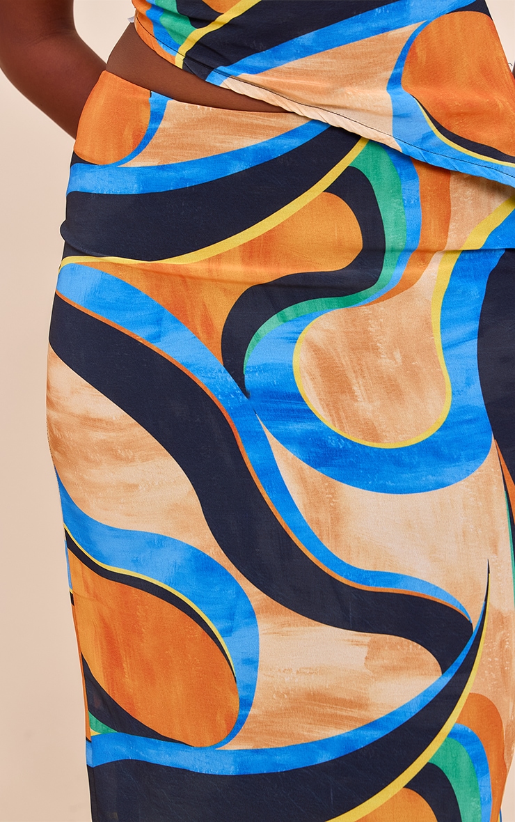 Multi Abstract Print Chiffon Maxi Skirts