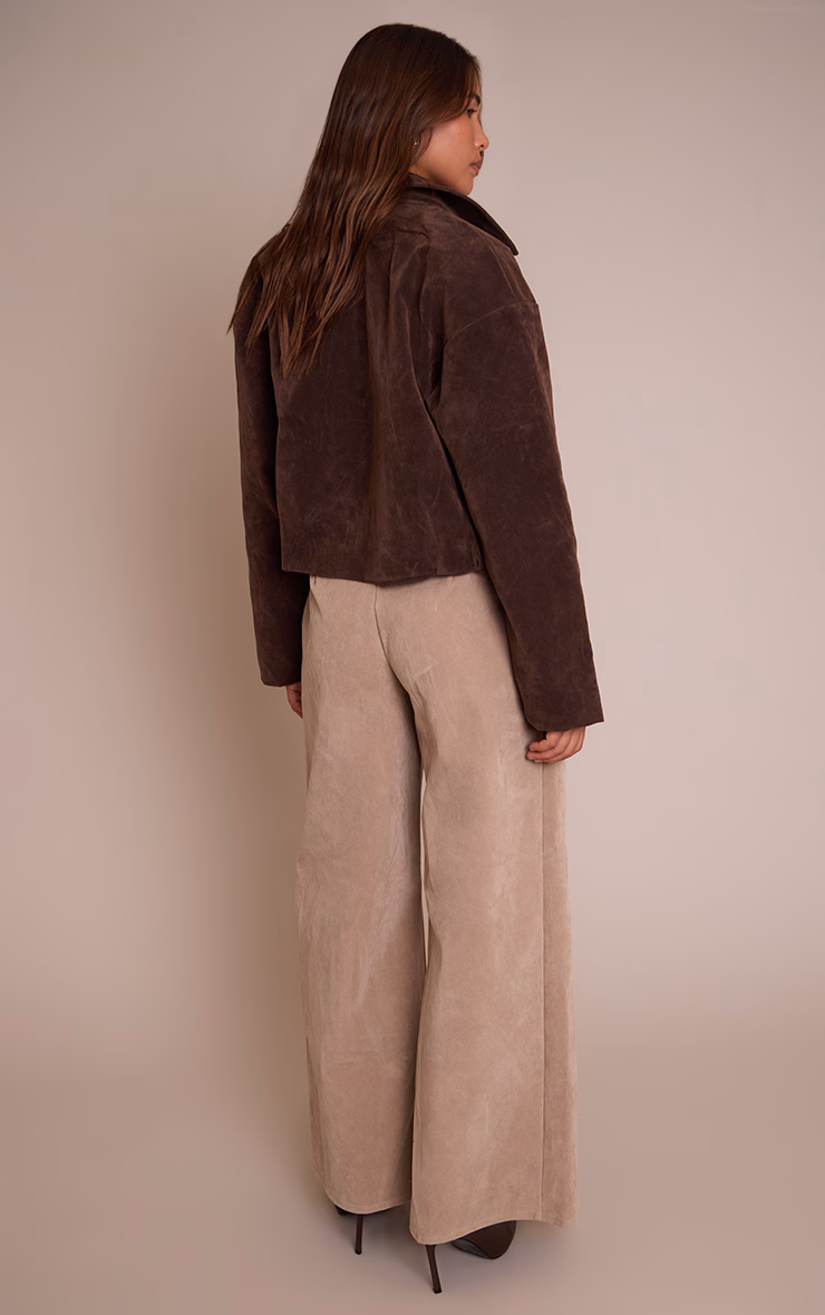 Sand Faux Suede Wide Leg Pants