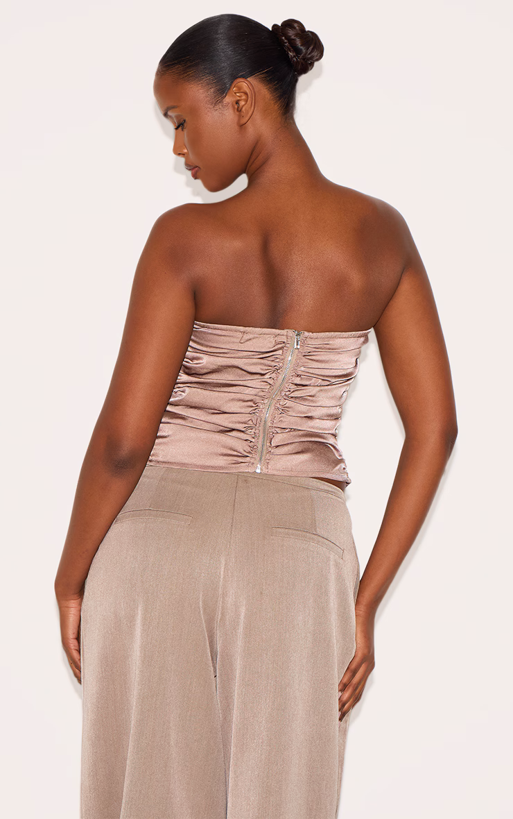 Mushroom Satin Ruched Corset