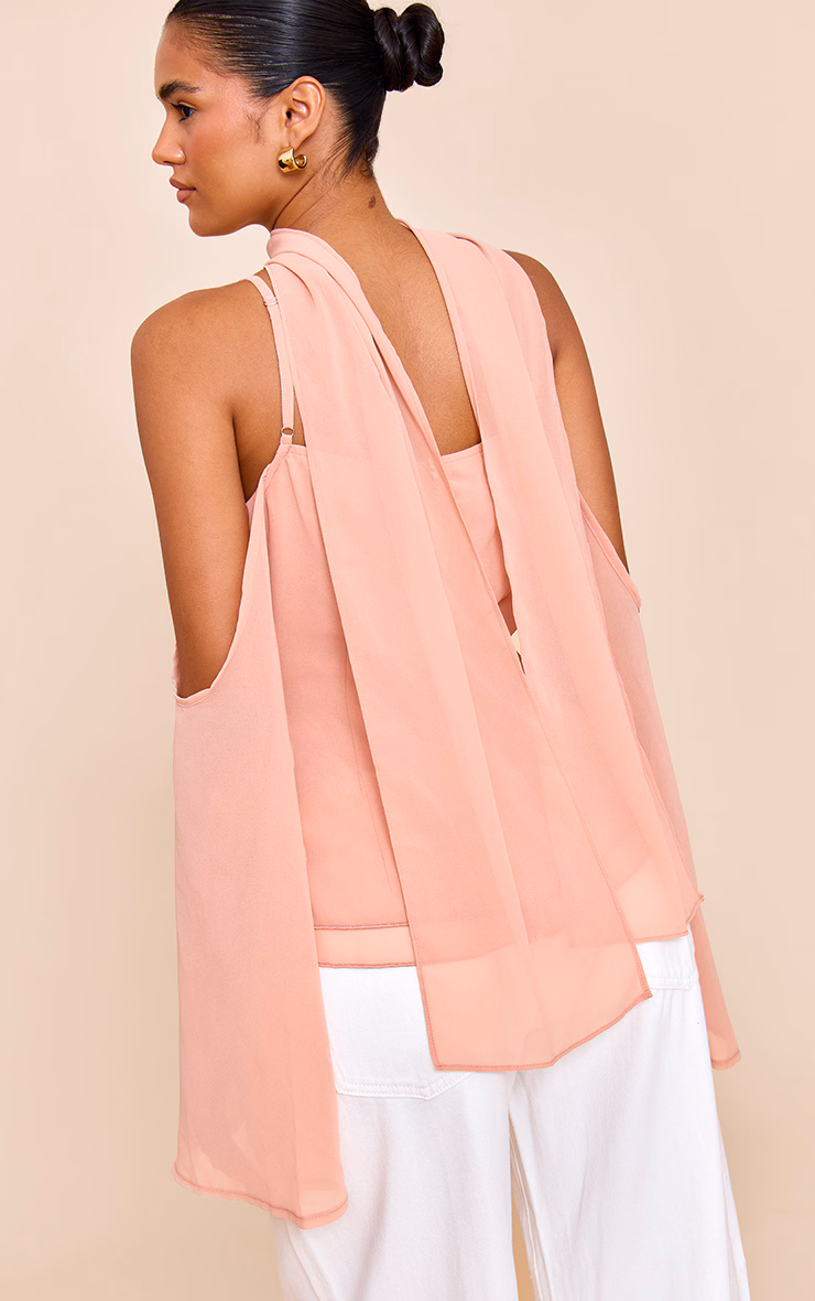 Mauve Chiffon Drape Scarf Long Top