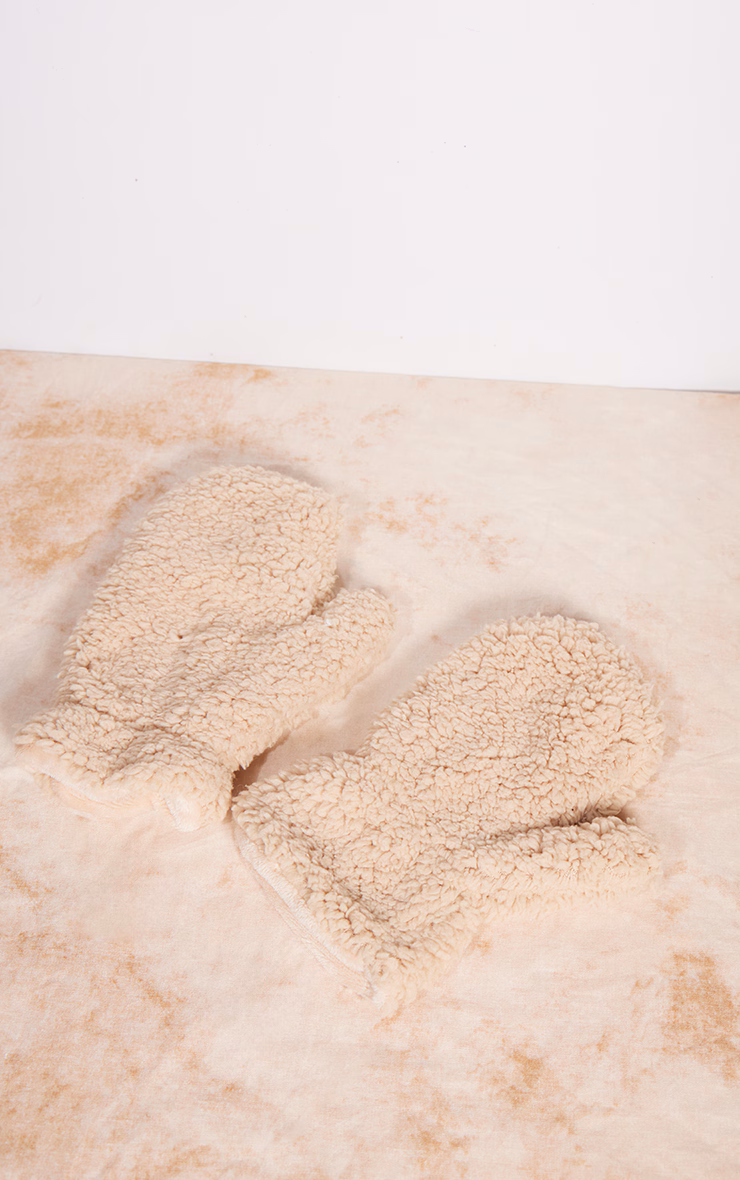 Cream Teddy Fleece Gloves