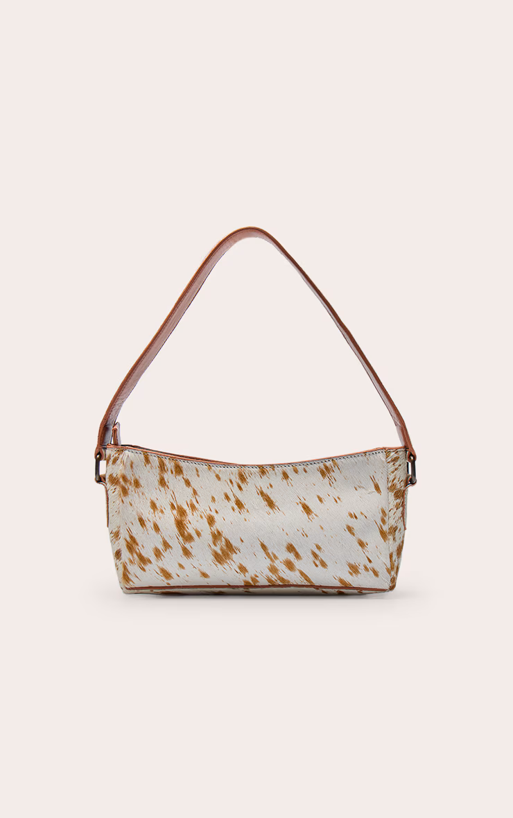 Natural Cow Print Real Leather Shoulder Bag