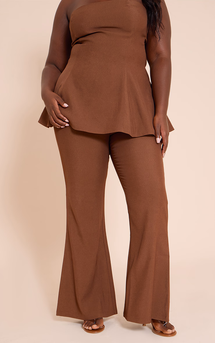 chocolate  Woven Tailored Straight Leg Pants