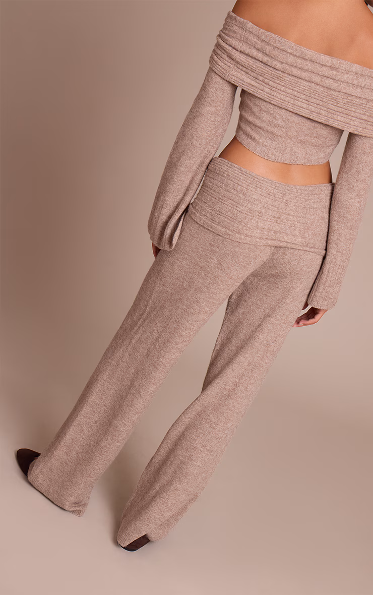 Mocha Rib Soft Knit Fold over Pant