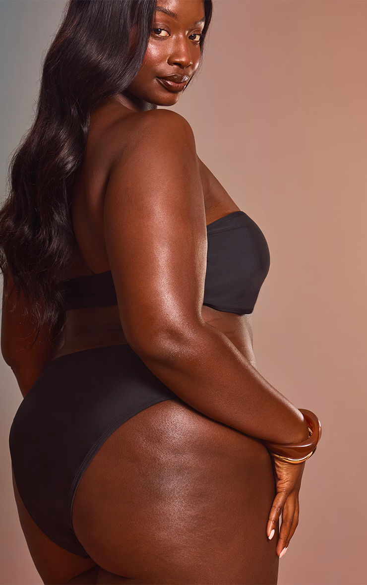 Plus Black Mix & Match High Waisted High Leg Bikini Bottoms