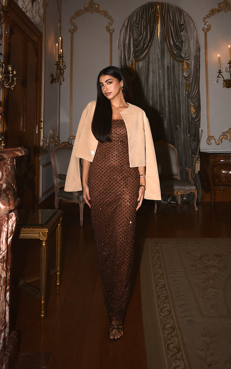 Sand Round Neck Gold Button Suede Jacket