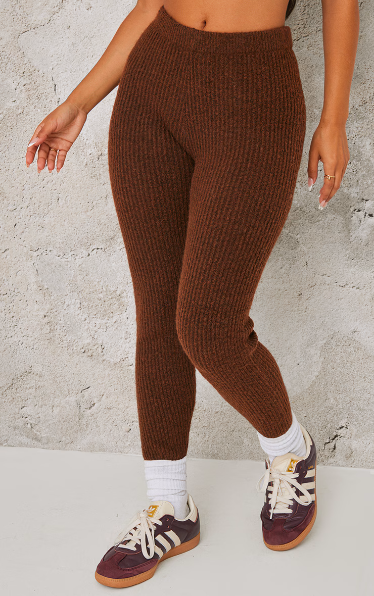 Petite Chocolate Rib Knit Leggings