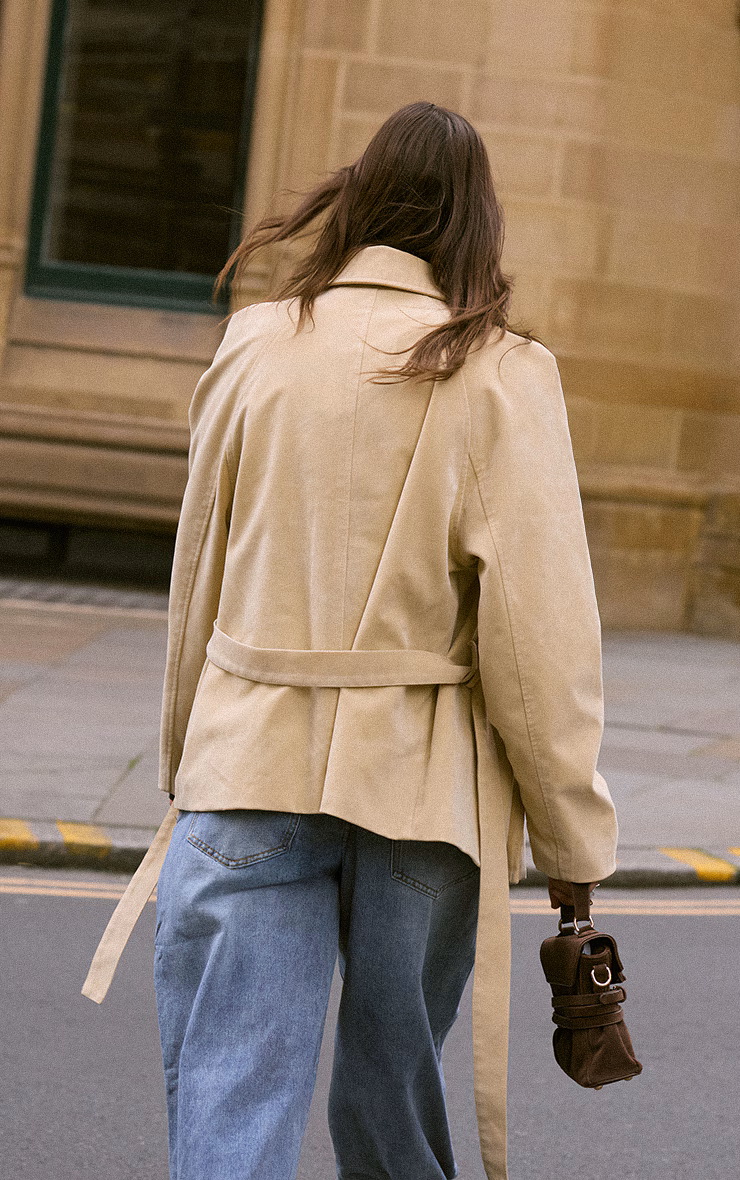 Buttercream Faux Suede Belted Jacket