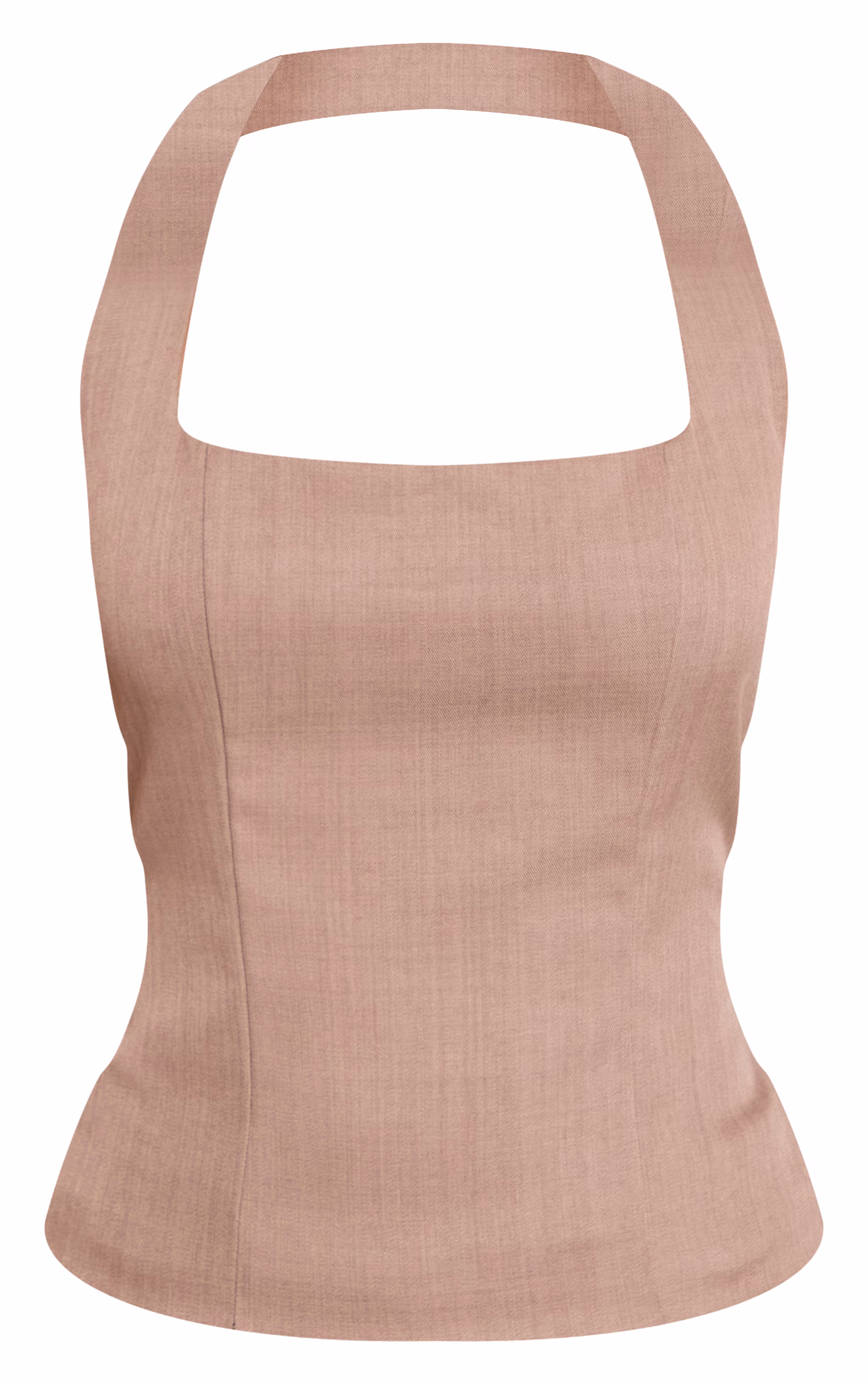 Petite Taupe Halterneck Tailored Top