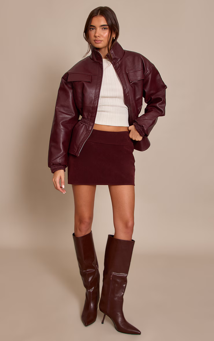 Plum Faux Suede Mini Skirt