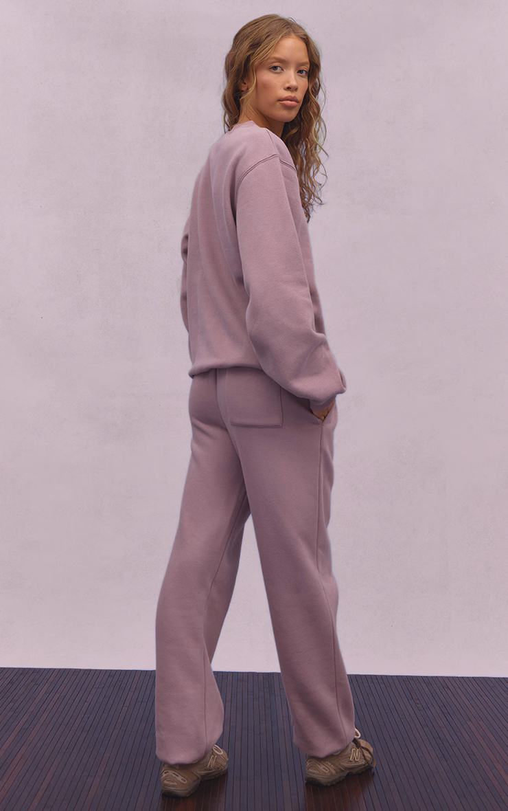 Mauve Cotton Fleece Cuffed Sweat Pants