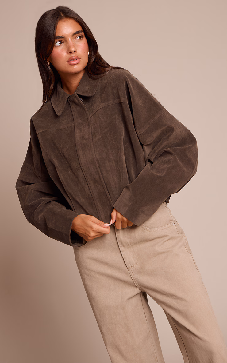 Khaki Faux Suede Covered Placket Bomber Jacket