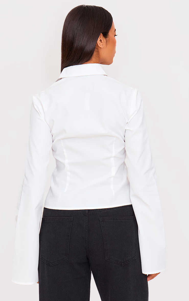 White Seam Detail Fitted Shirt