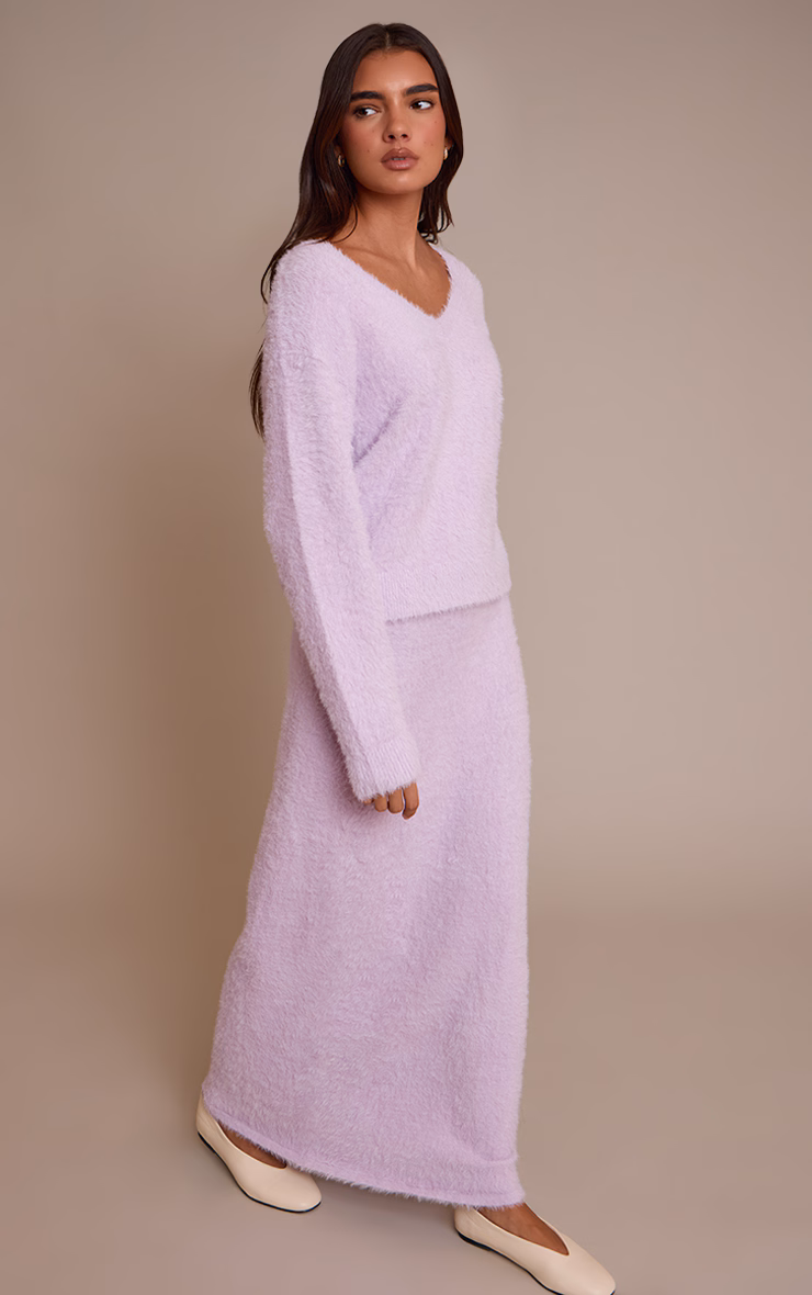 Lilac Knitted Maxi Skirt