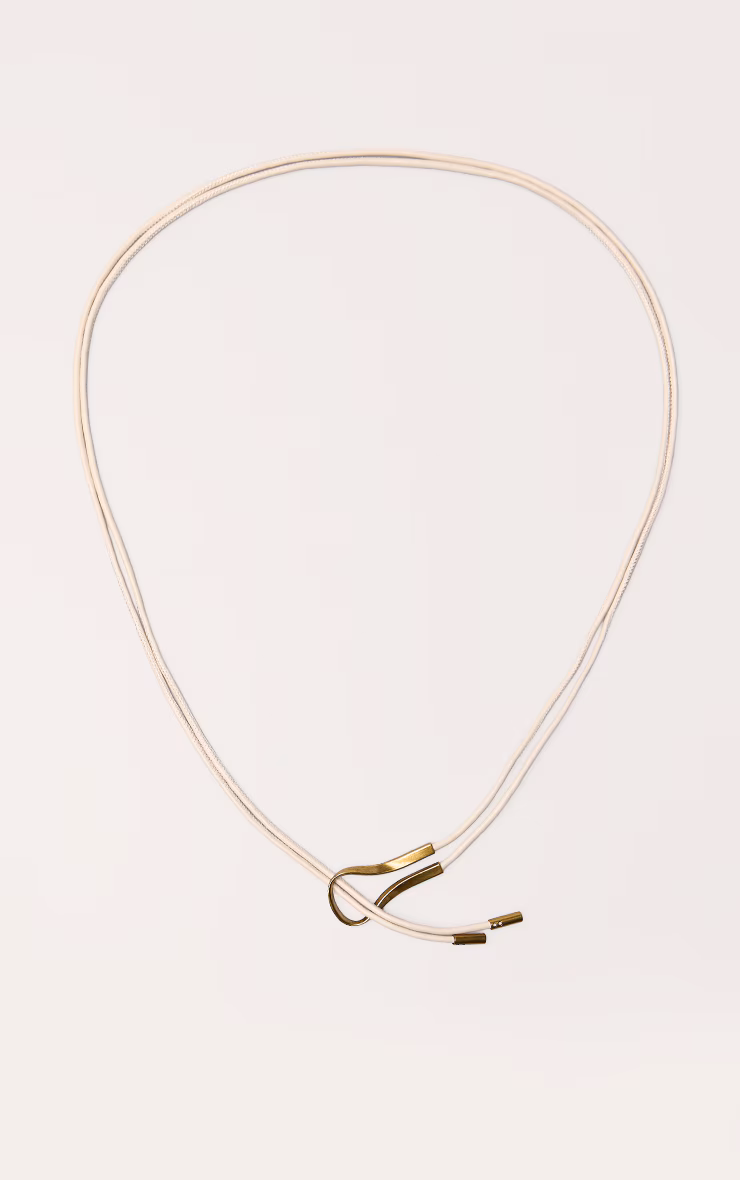 Cream Rope Belt With Gold Hardware