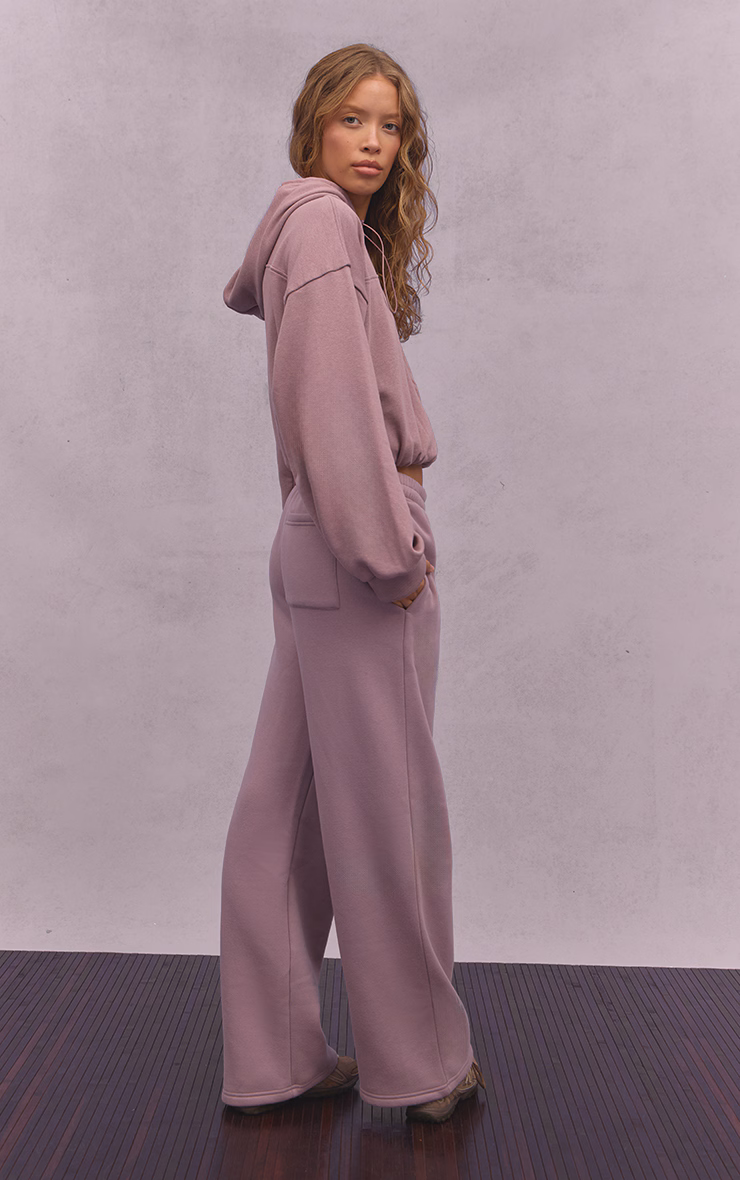 Mauve Cotton Fleece Straight Leg Sweatpants