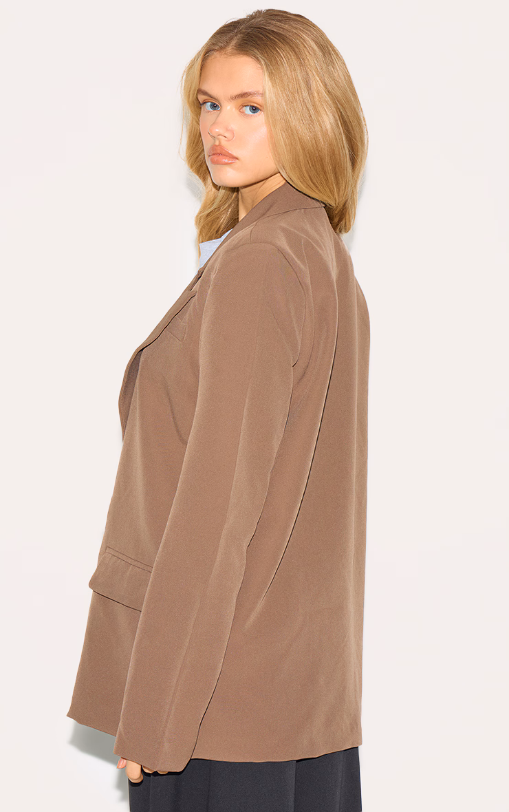 Mushroom Double Breasted Oversized Boxy Fit Blazer