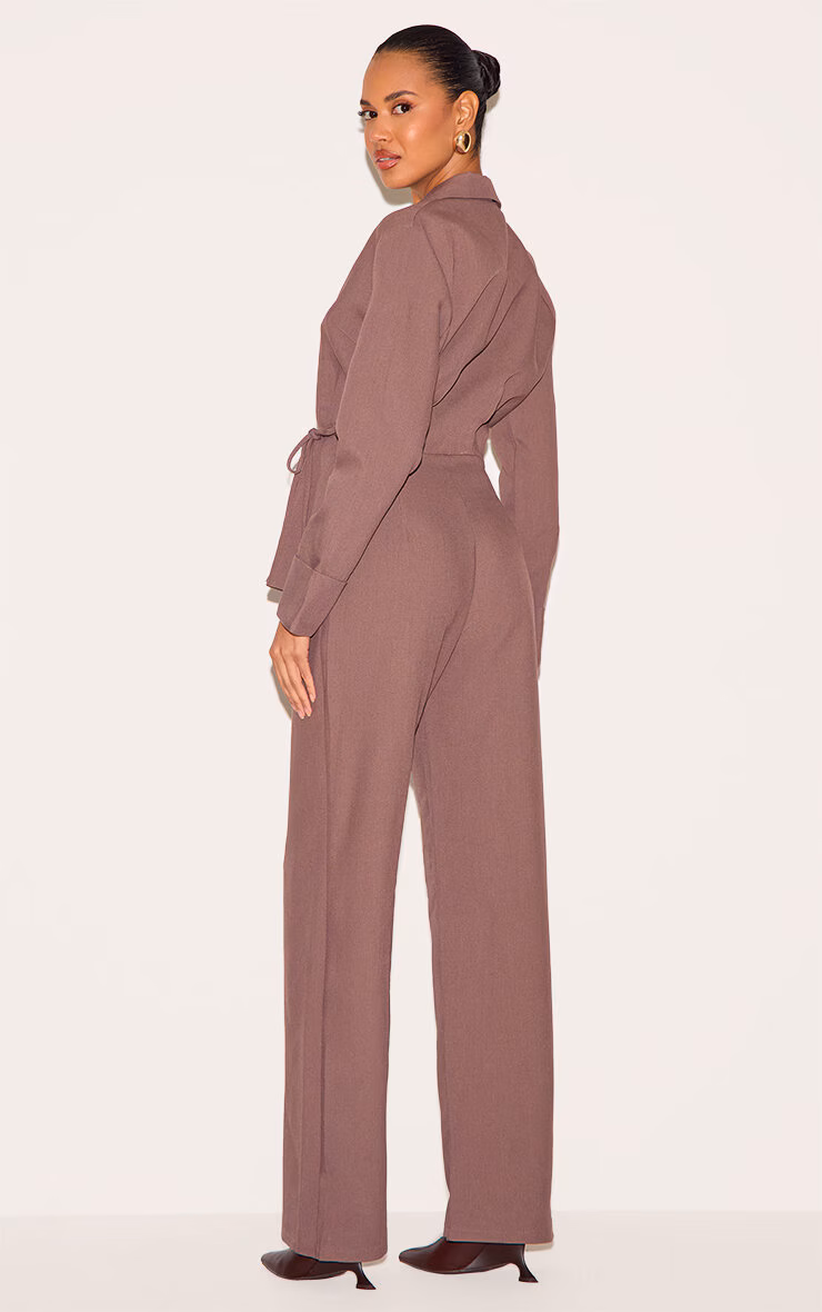 Mushroom Premium Woven Tie Side Blazer Jumpsuit