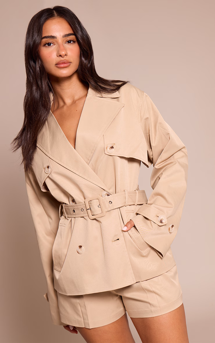 Petite Beige Tailored Pleated Shorts