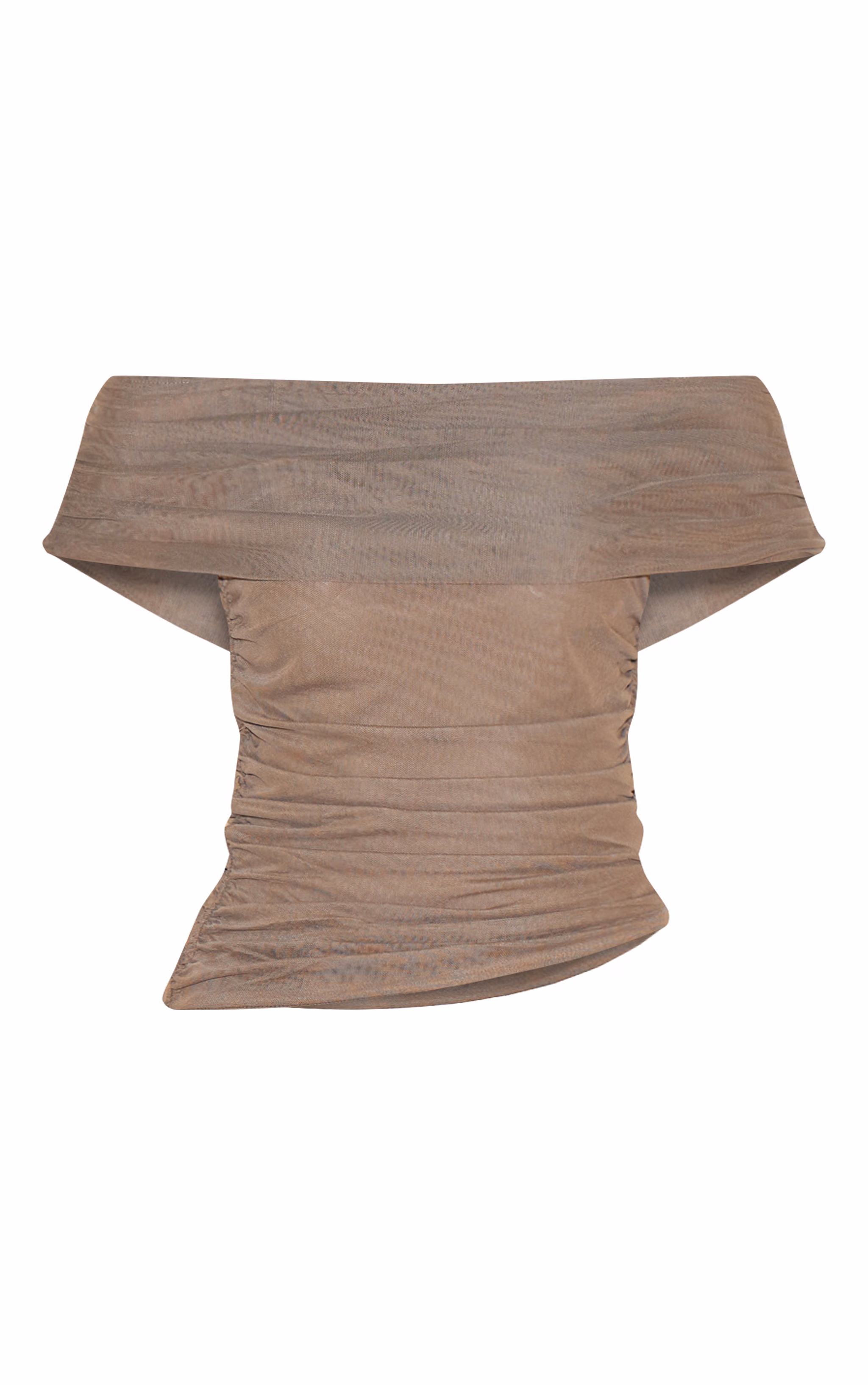 Mushroom Mesh Foldover Ruched Bandeau Top