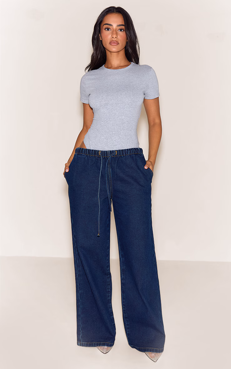 Petite Ash Grey Cotton Crew Neck Short Sleeve Bodysuit