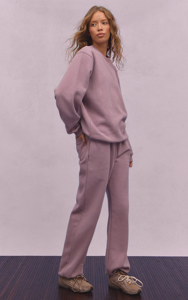 Mauve Cotton Fleece Cuffed Sweat Pants