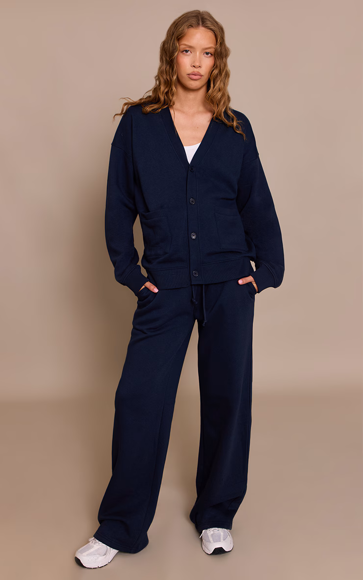 Navy Wide Leg Drawstring Sweatpants
