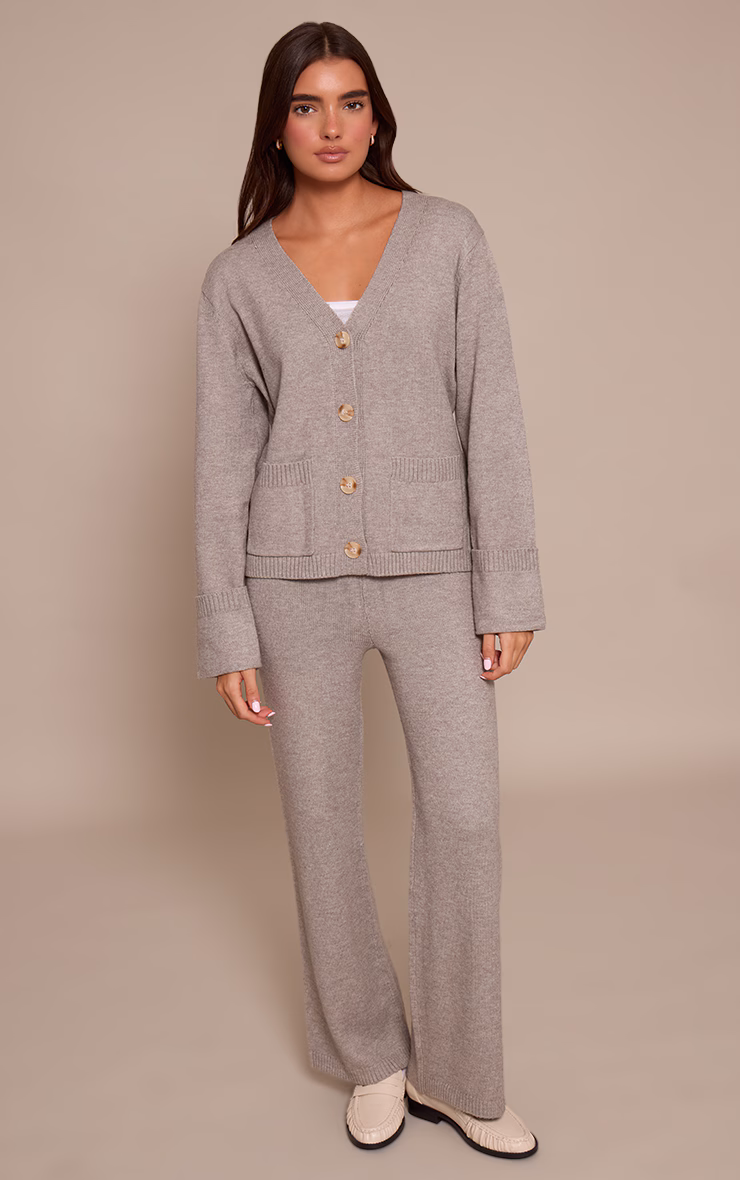 Soft Grey Wide leg Knit Pant