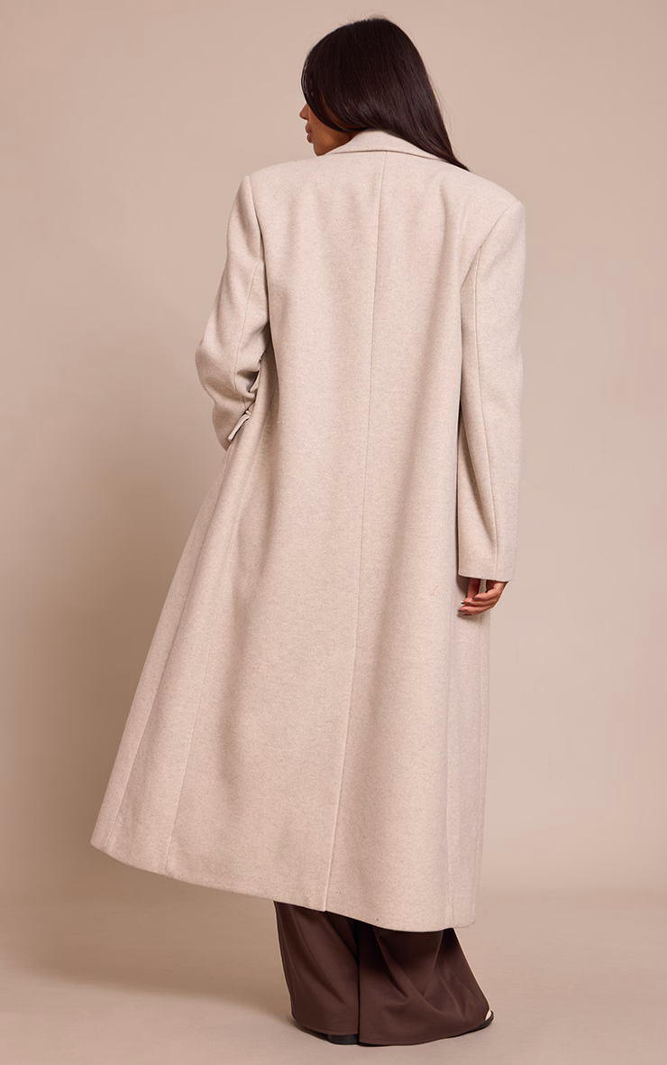 Light Grey Double Breasted Oversized Structured Coat