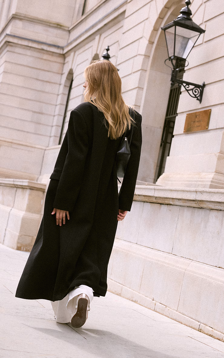 Black Double Breasted Oversized Style Structured Coat