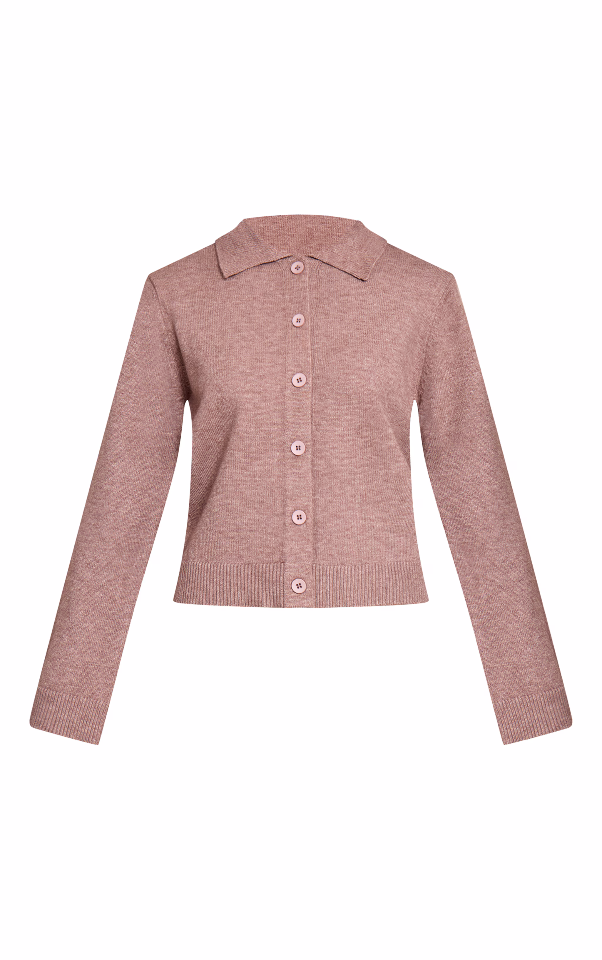 Mocha Button Through Collar Cardigan