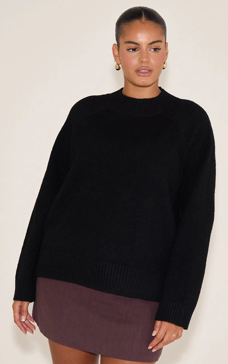 Plus Black Turtleneck Knit Sweater