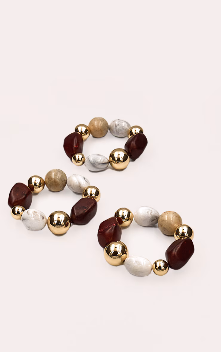 Brown Chunky Beaded Multipack Bracelet