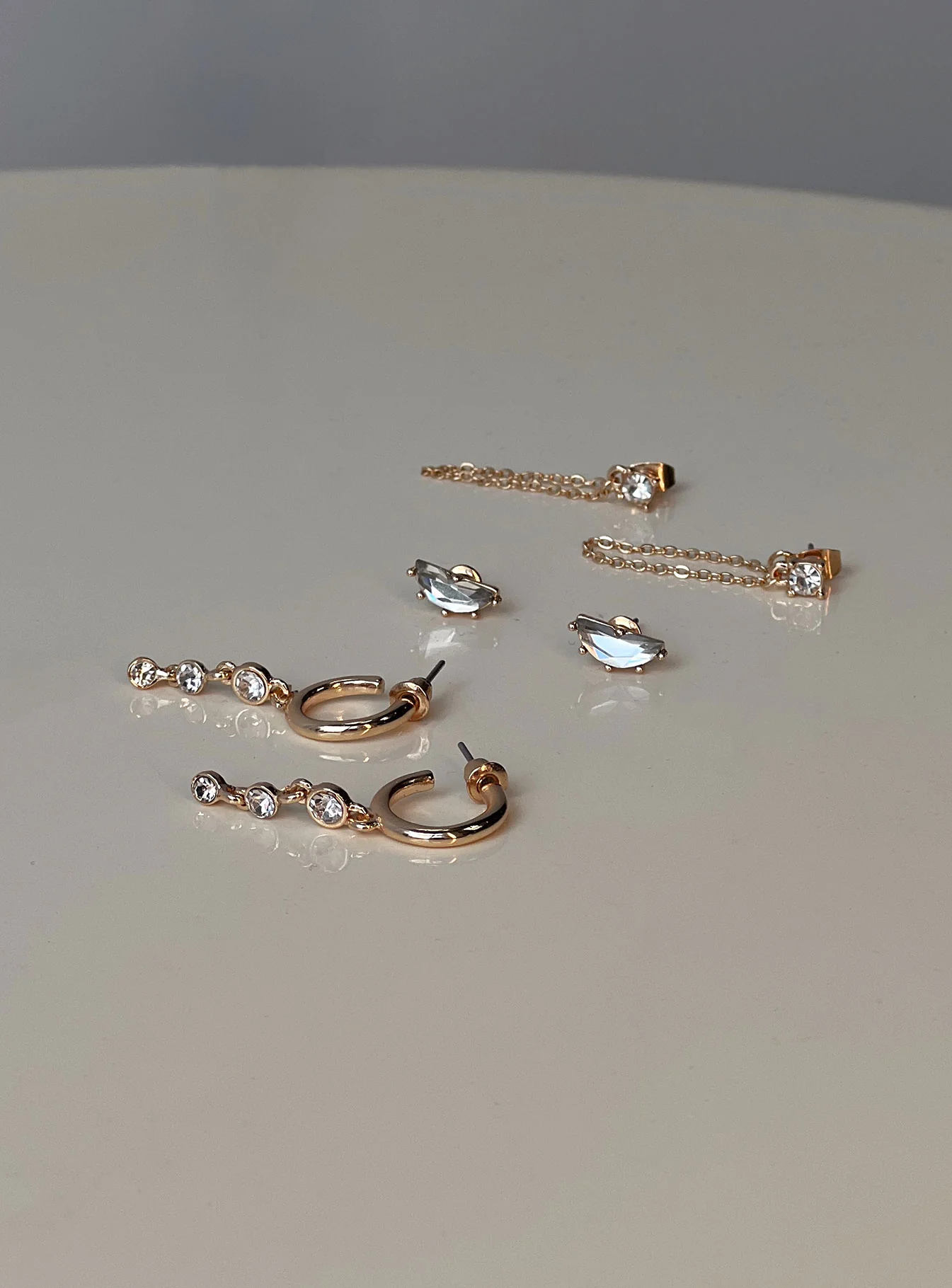 Think Later Diamante Earring Pack Gold