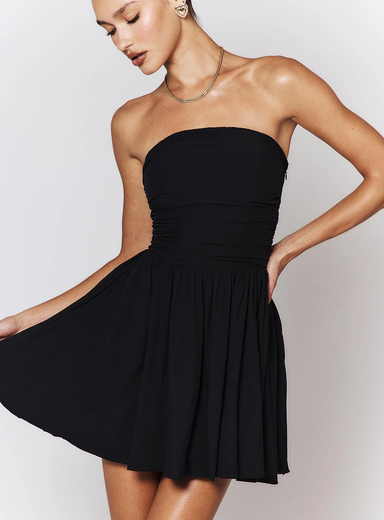 Rashida Strapless Mini Dress Black