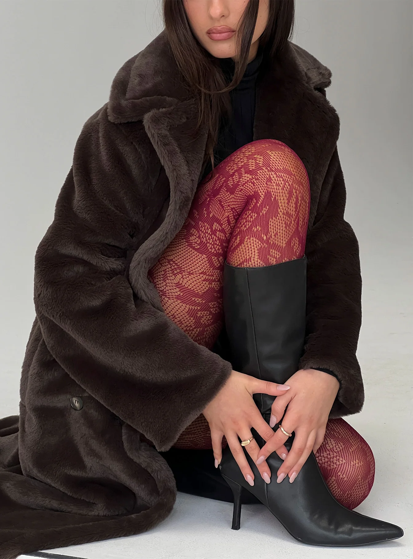 Ammelia Sheer Lace Tights Red