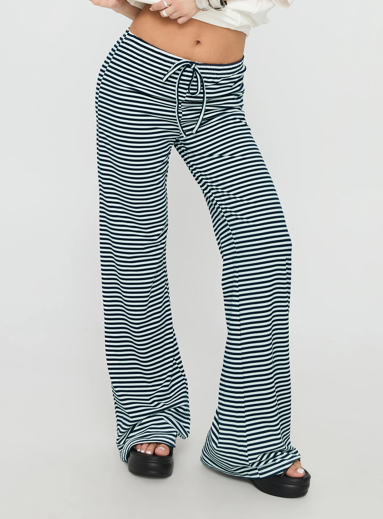 Alfreda Jersey Pants Navy Stripe