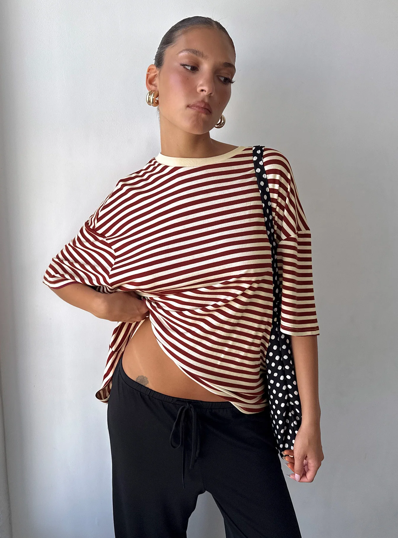 Kieryn Oversized Top Red Stripe