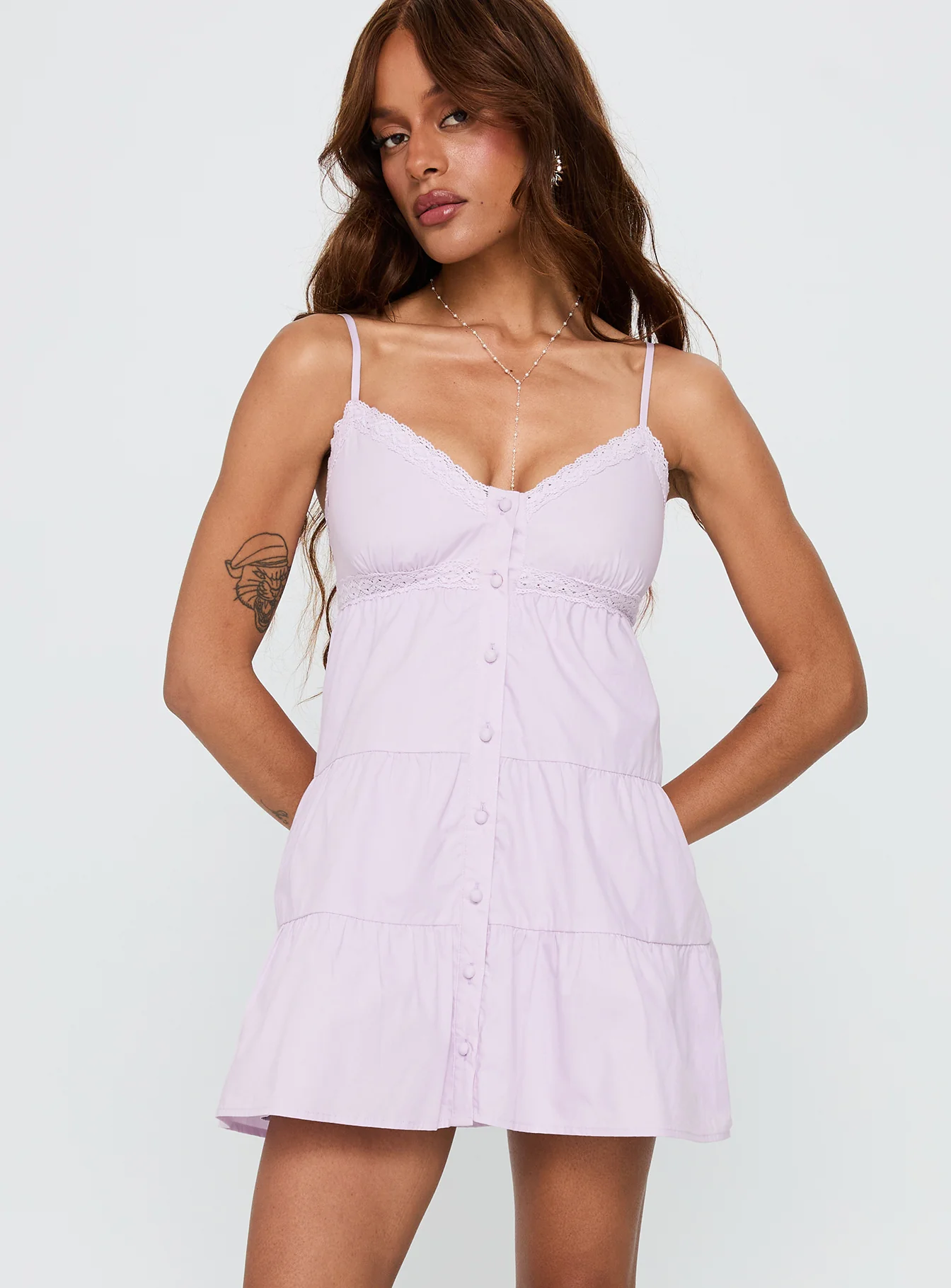 Tylie Tiered Mini Dress Lilac