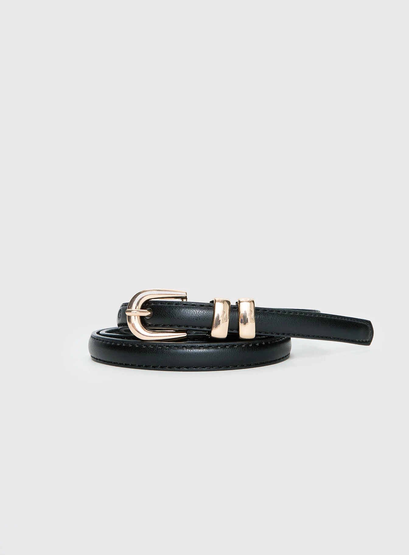 Antilles Faux Leather Micro Belt Black / Gold