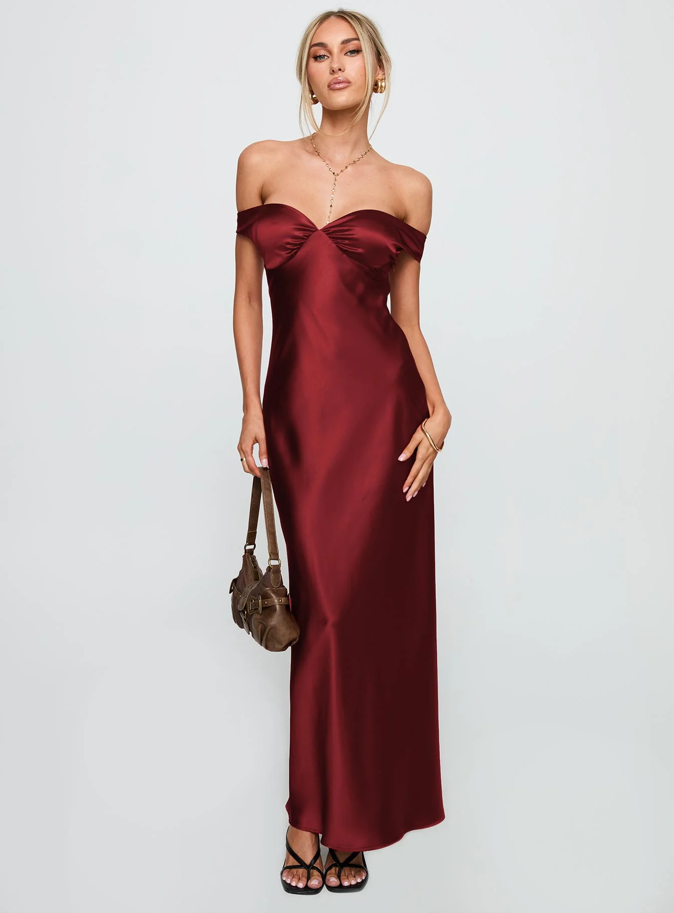 Heartthrobs Off The Shoulder Maxi Dress Red