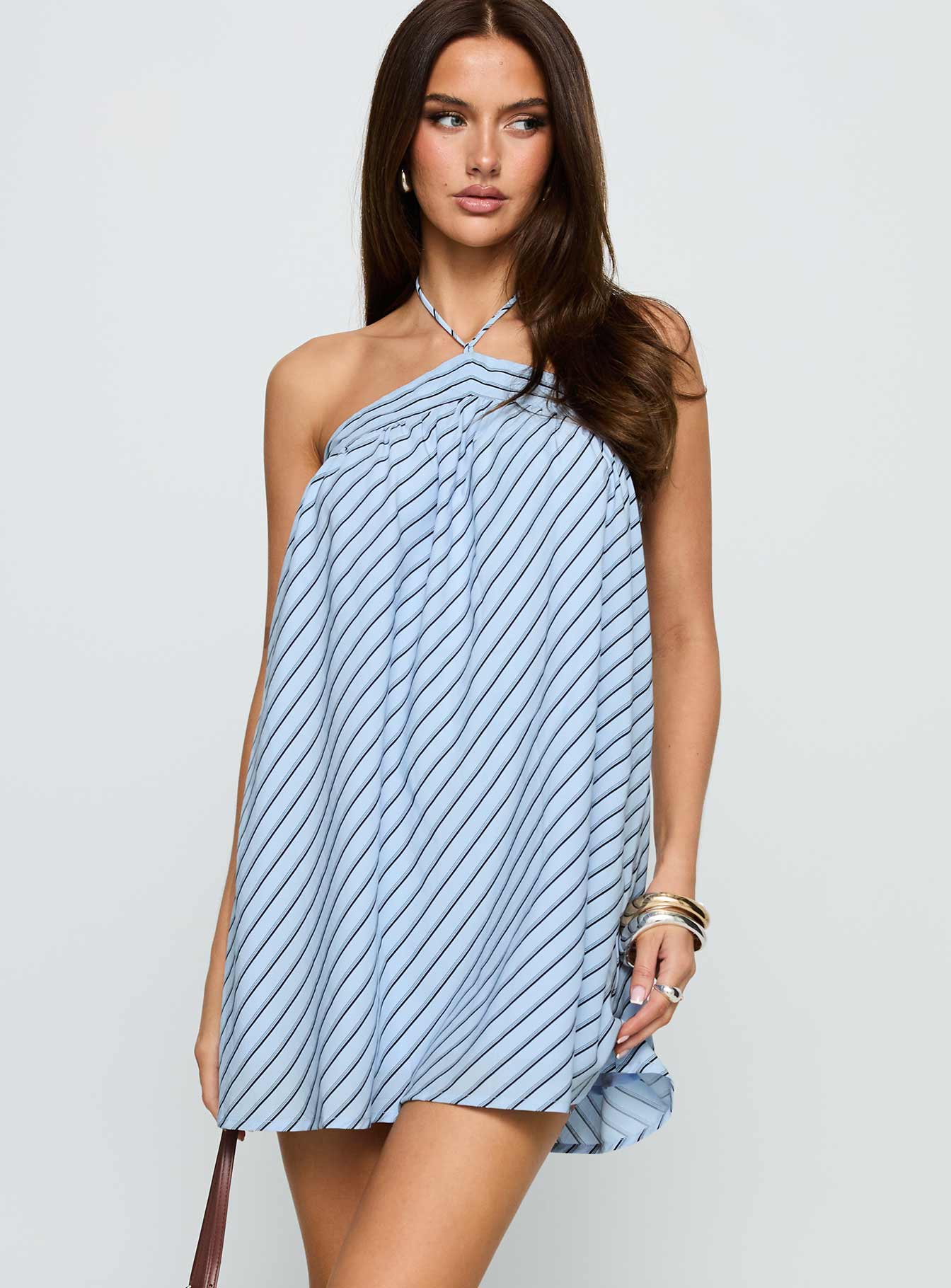 Moonlit Mini Dress Blue Stripe