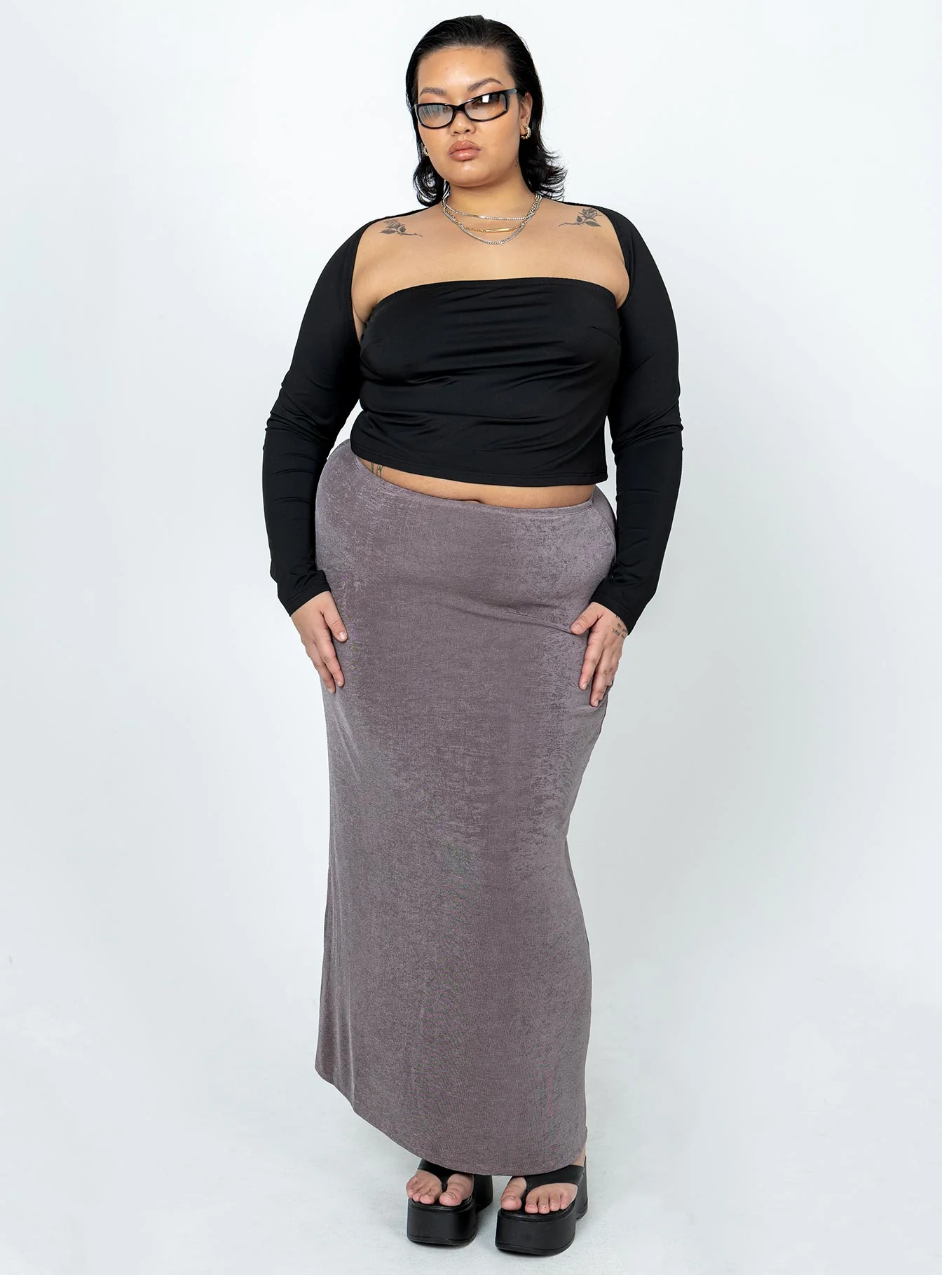 Harriette Maxi Skirt Slate Grey Curve