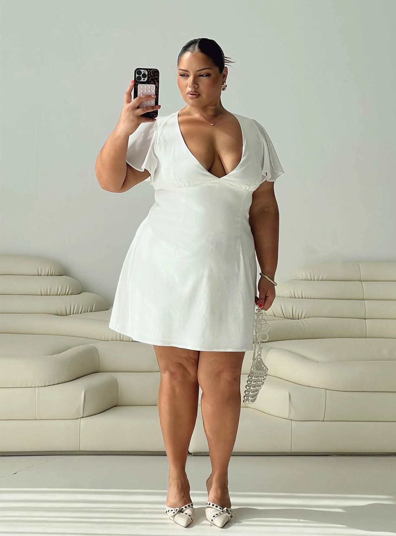 Florie Corset Mini Dress White Curve