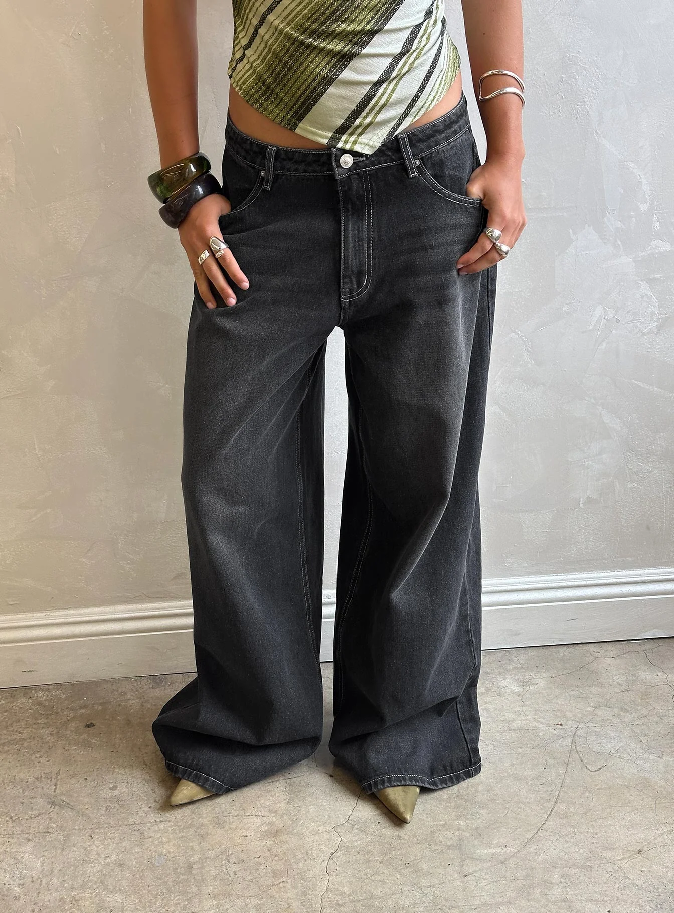 Naylor Wide Leg Jeans Grey Wash