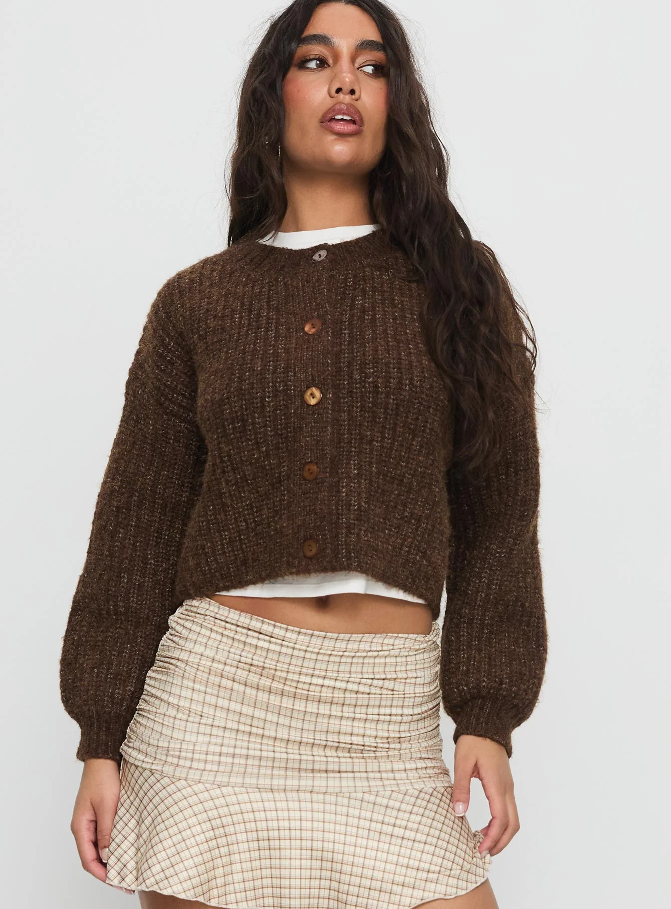 Hadly Knit Cardigan Brown