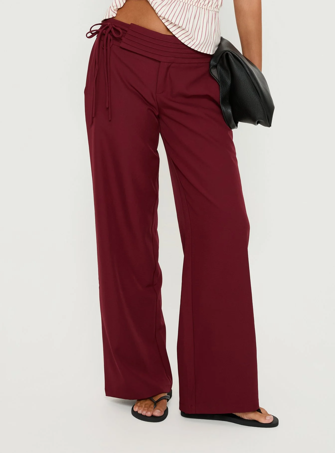 Good Riddance Pleat Tie Slouch Pants Burgundy