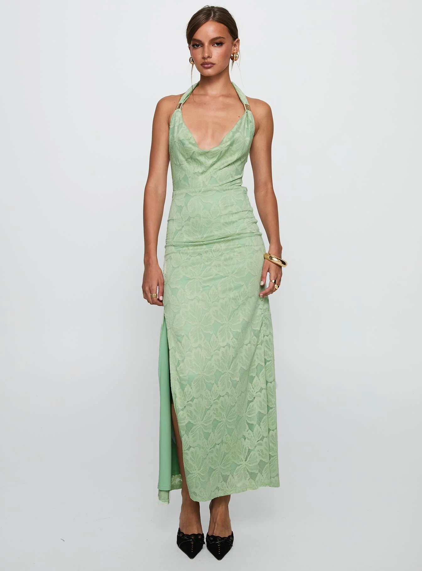 Starfall Halter Maxi Dress Sage